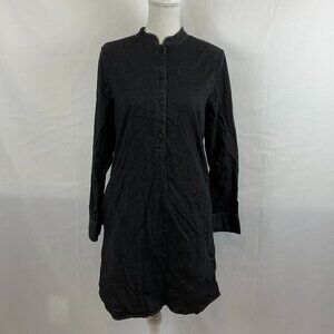 Universal Standard Shirt Dress 3XS Muted Black-Gray Half Button Long Sleeve